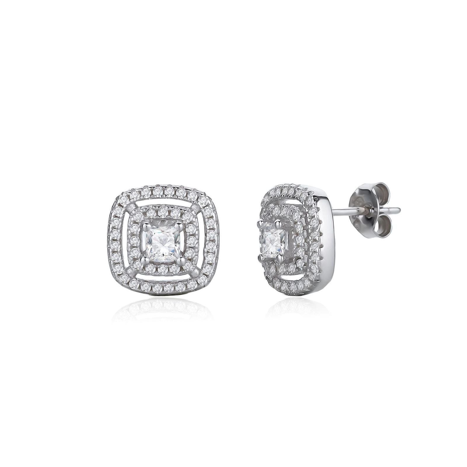 עגילים צמודים כסף 925 משובצים בזרקונים - דגם סירי