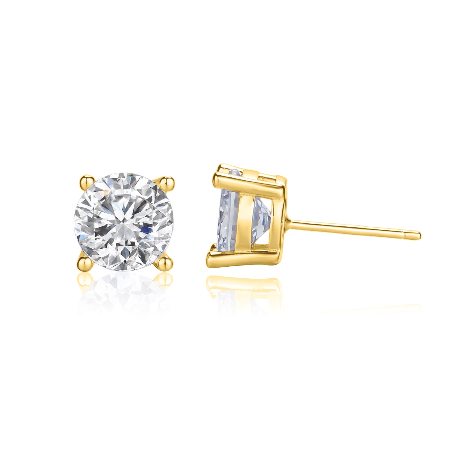 עגילים צמודים בציפוי זהב משובצים בזרקונים - דגם סולו