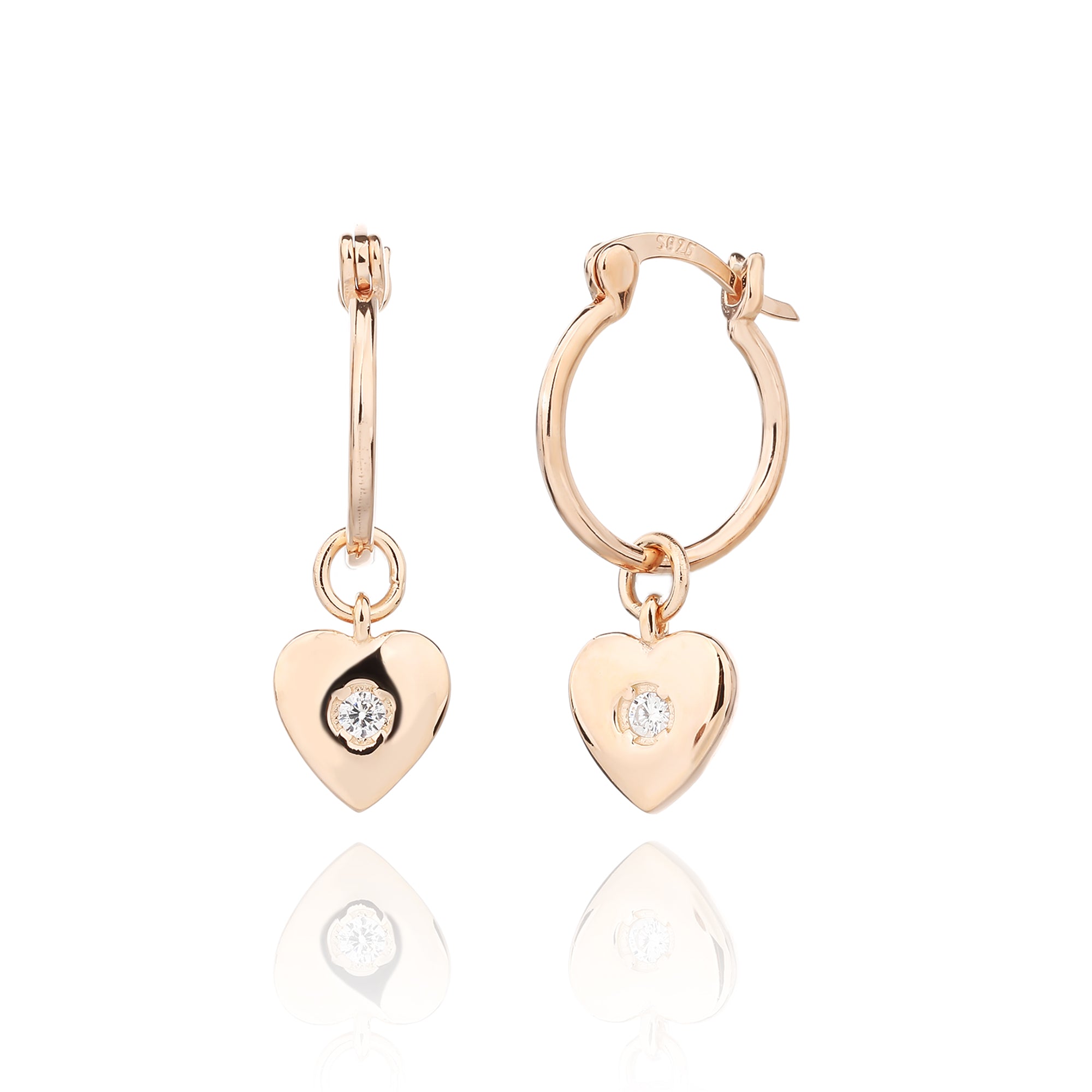 עגילים נופלים בציפוי רוז גולד משובצים בזרקונים - דגם זוהר