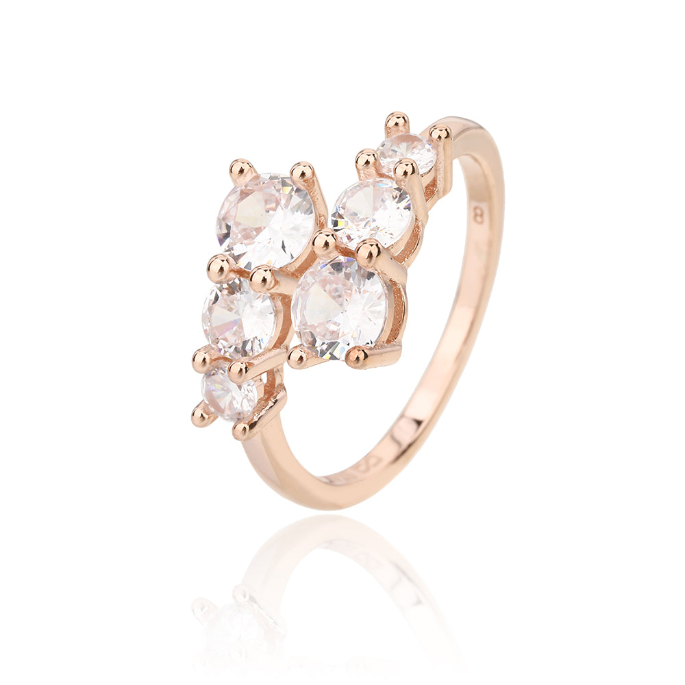 טבעת כסף 925 בציפוי רוז גולד דגם בארי משובצת זרקונים