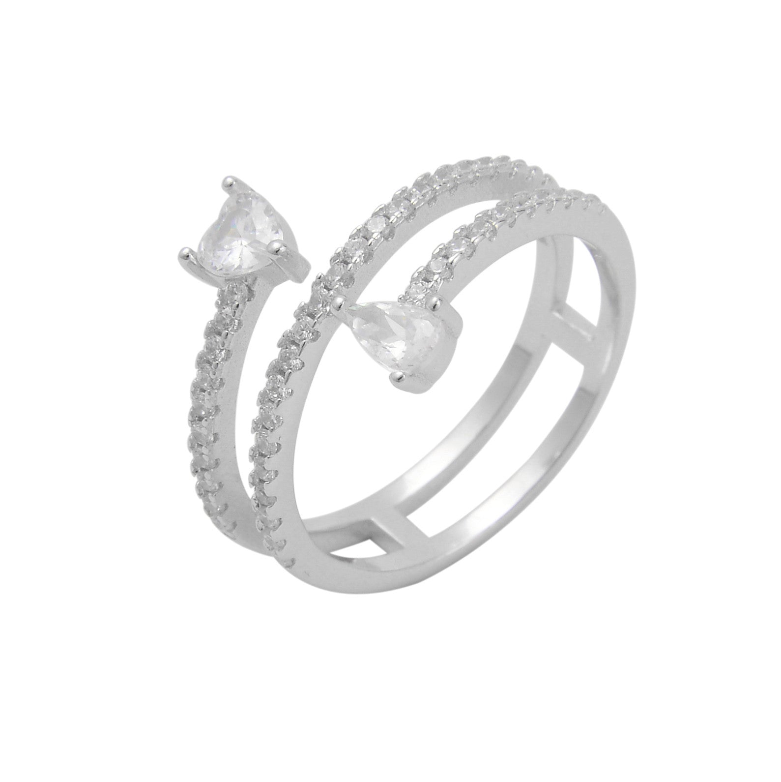 טבעת כסף 925 דגם ורטיגו משובצת זרקונים