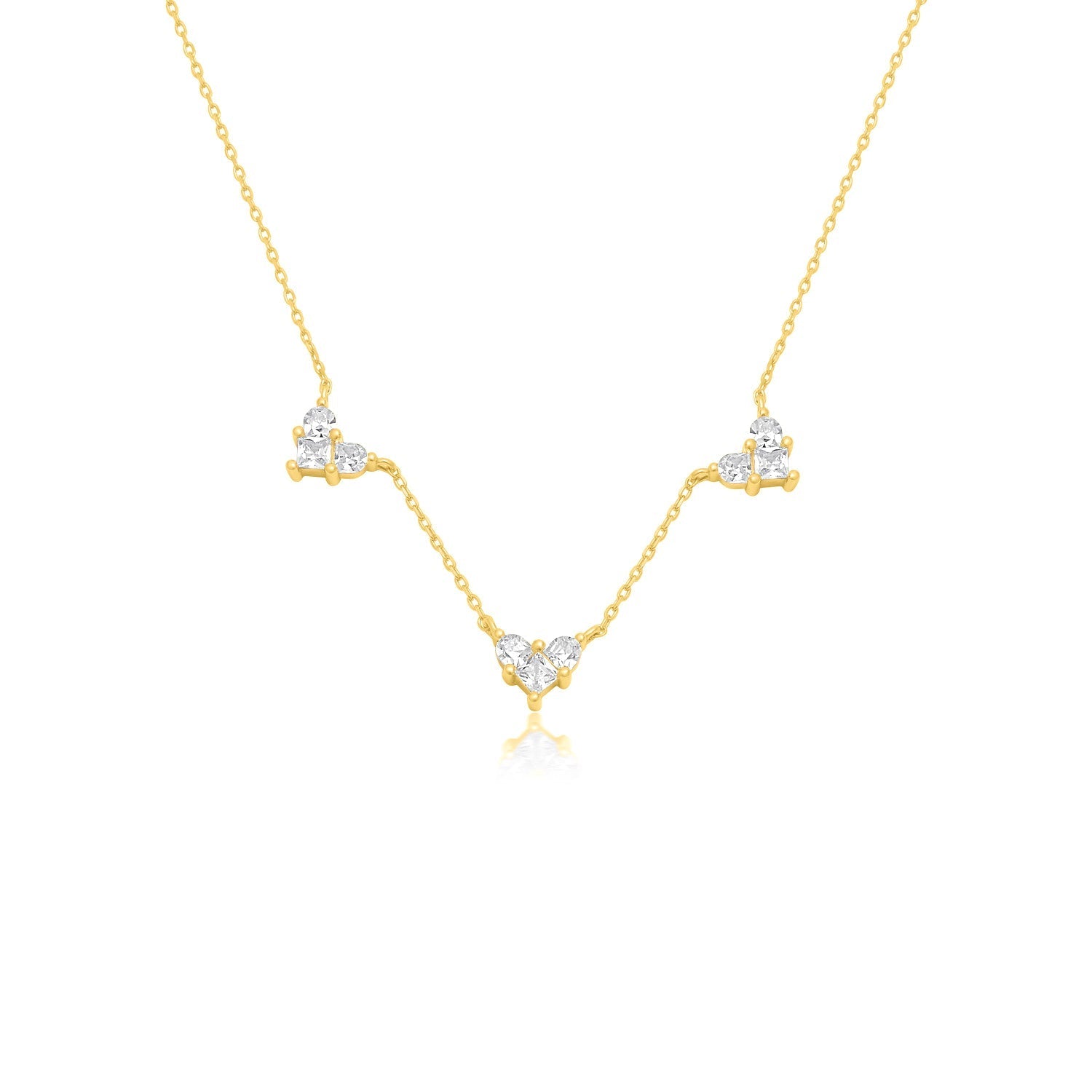 שרשרת צ'וקר מצופה זהב משובצת בזרקונים - דגם יסמין