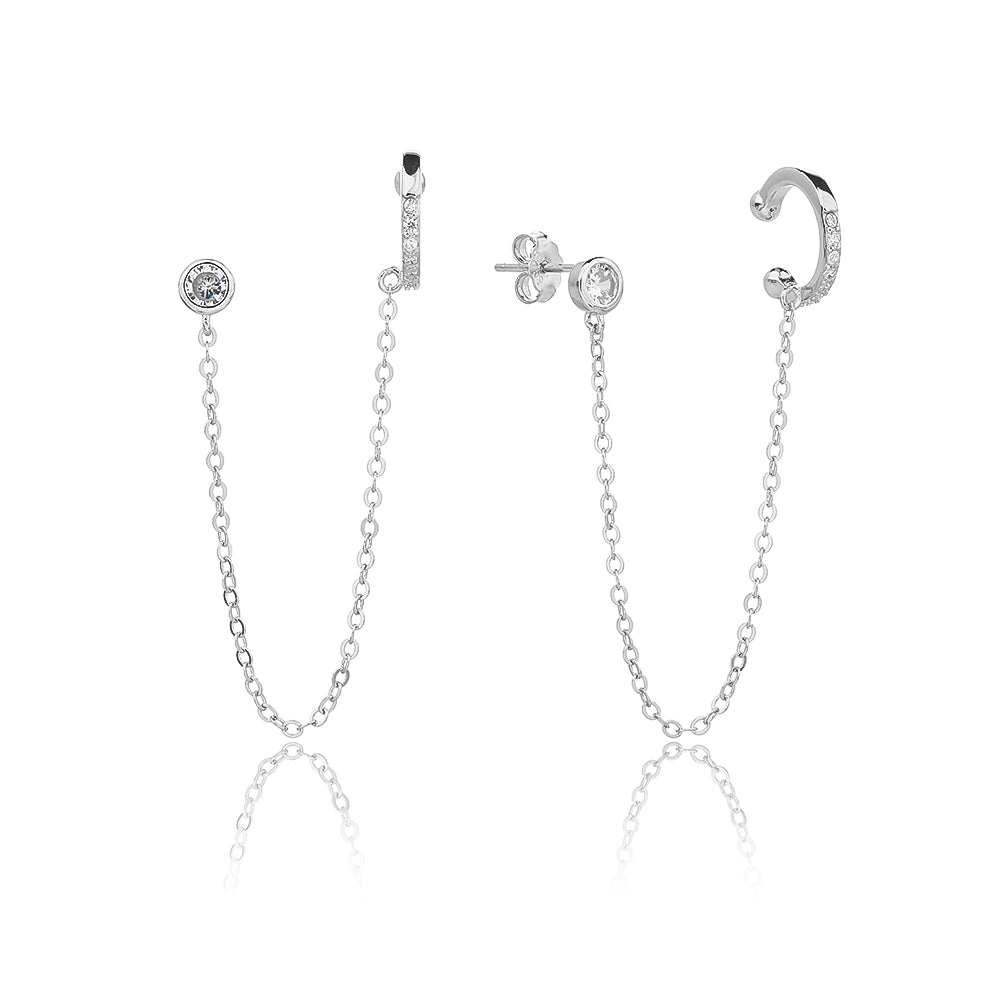 עגילים נופלים כסף 925 משובצים בזרקונים - דגם אופרה