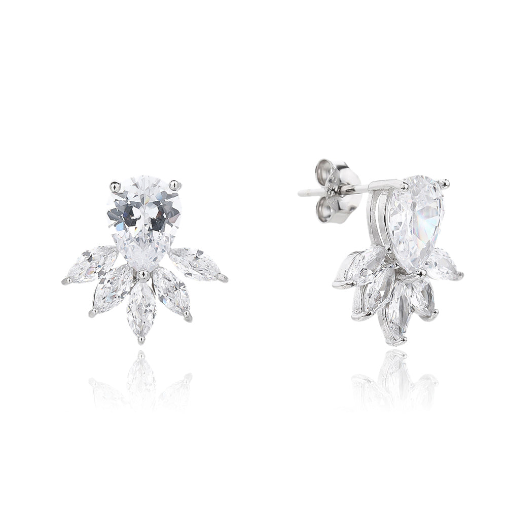 עגילים צמודים כסף 925 משובצים בזרקונים - דגם ויולט