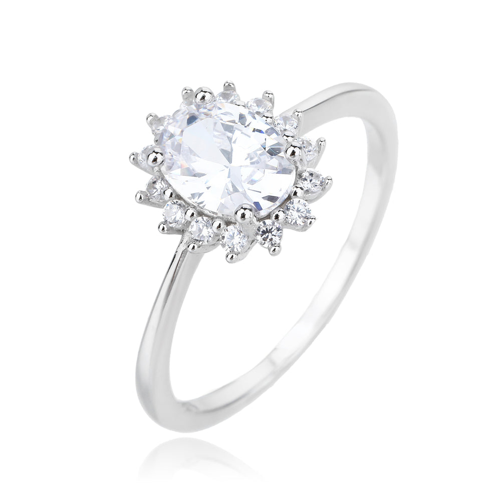 טבעת כסף 925 דגם שמש משובצת זרקונים