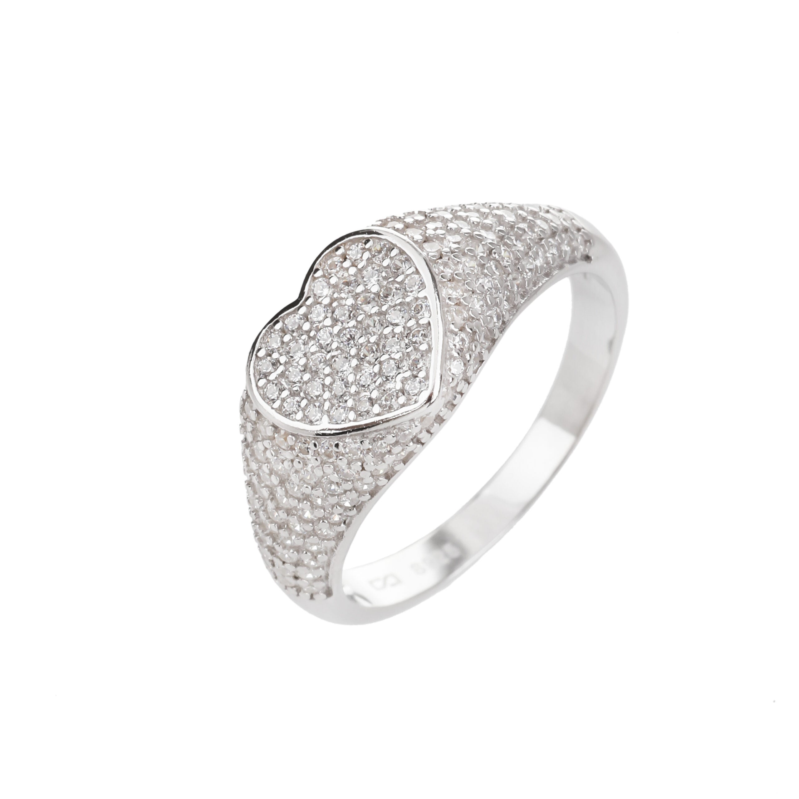 טבעת יורקתית דגם אהבה משובצת זרקונים