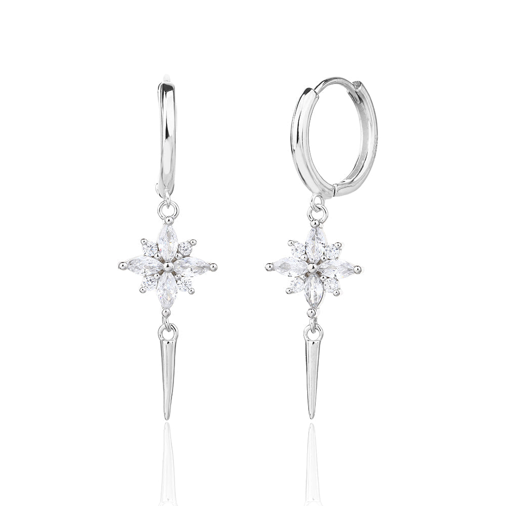 עגילים נופלים כסף 925 משובצים בזרקונים - דגם ג'ייד