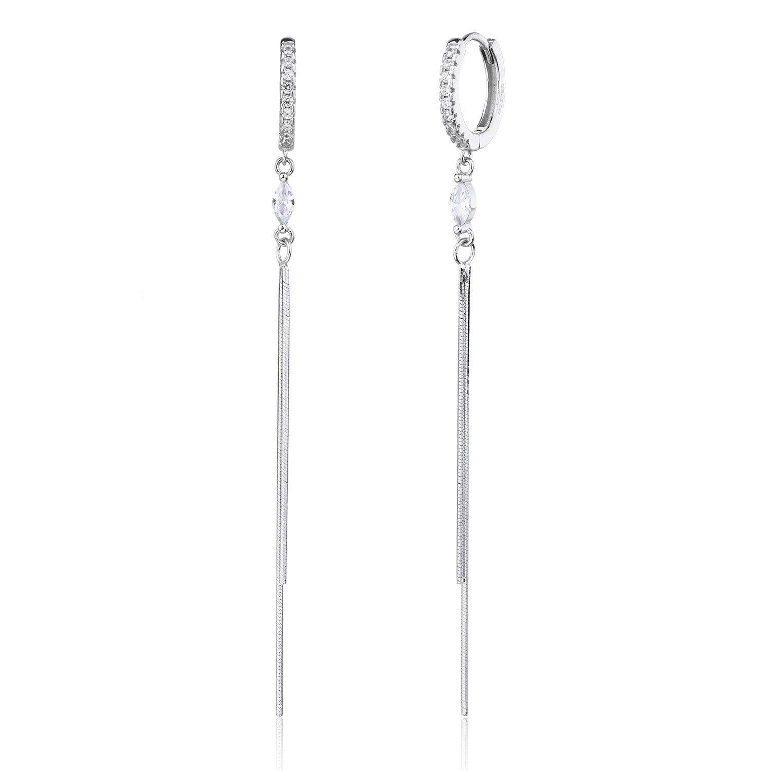 עגילים נופלים כסף 925 משובצים בזרקונים - דגם נילוס