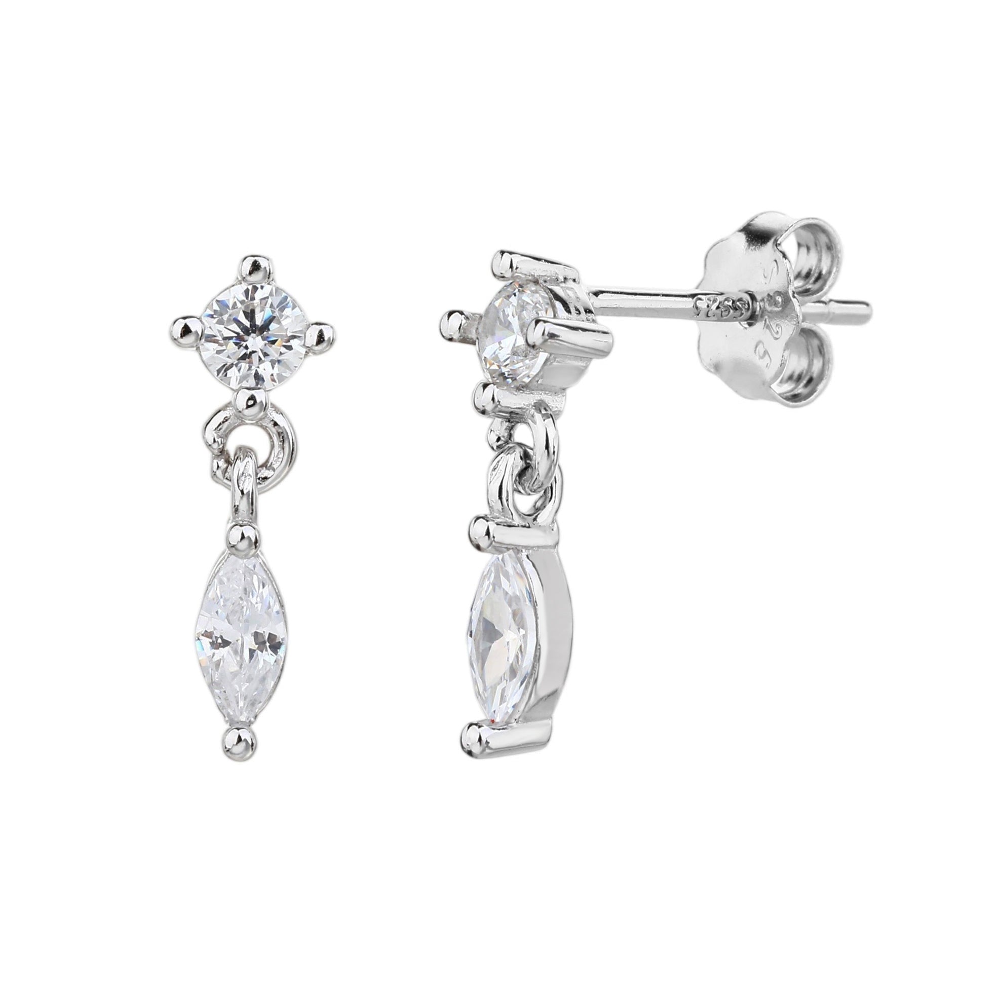 עגילים צמודים כסף 925 משובצים בזרקונים - דגם ג'וליה