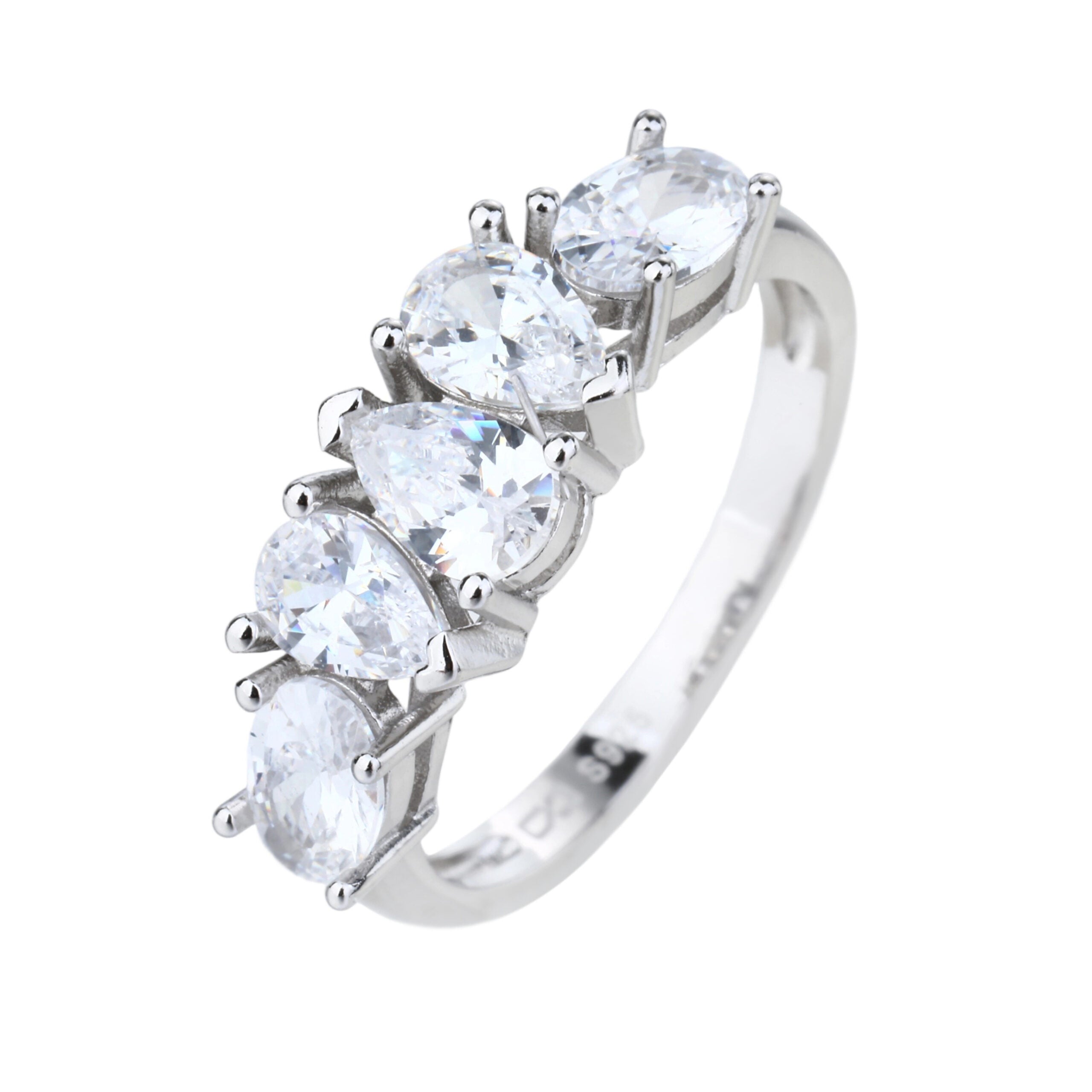 טבעת כסף משובצת זירקונים - דגם קטרינה