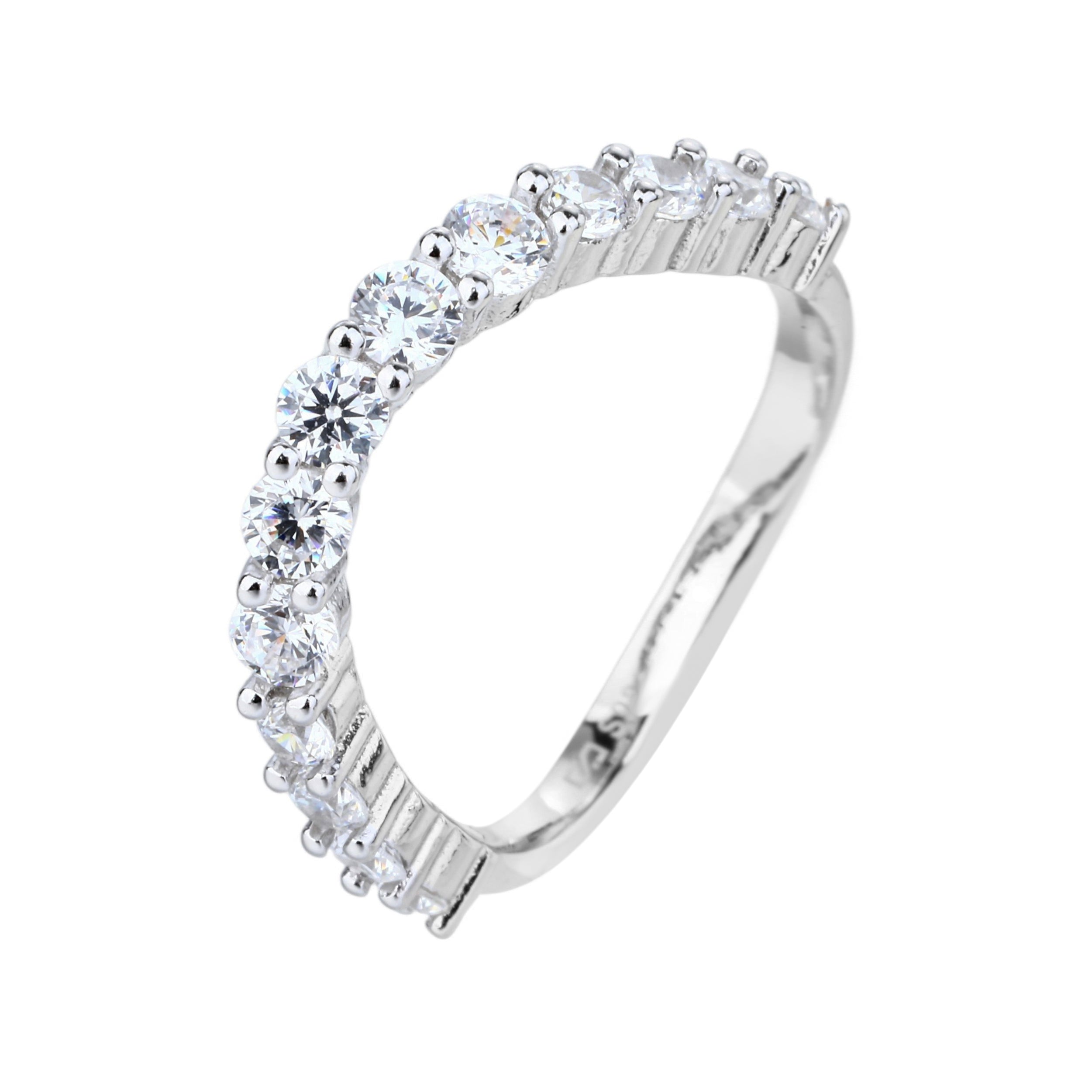 טבעת כסף 925 מפוארת משובצת זרקונים