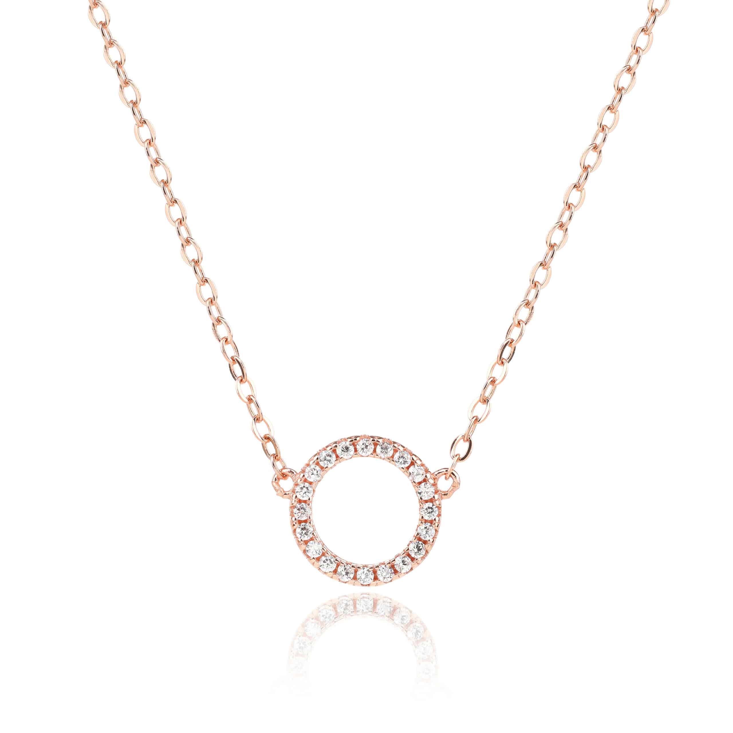 שרשרת מעגל החיים רוז גולד משובצת זרקונים