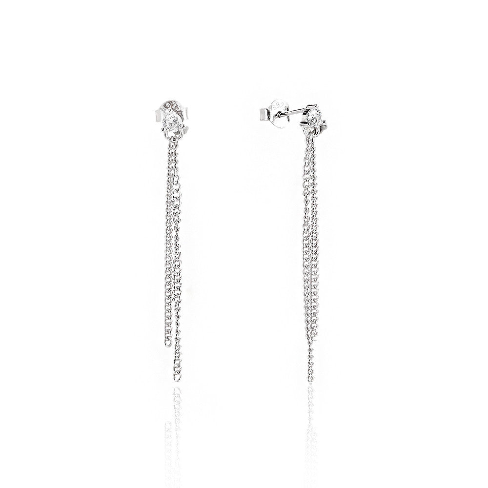 עגילים נופלים כסף 925 משובצים בזרקונים - דגם זואי