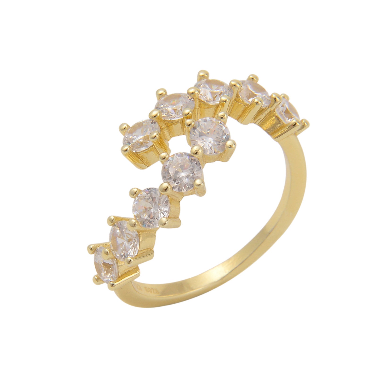 טבעת בציפוי זהב דגם סיגל משובצת זרקונים