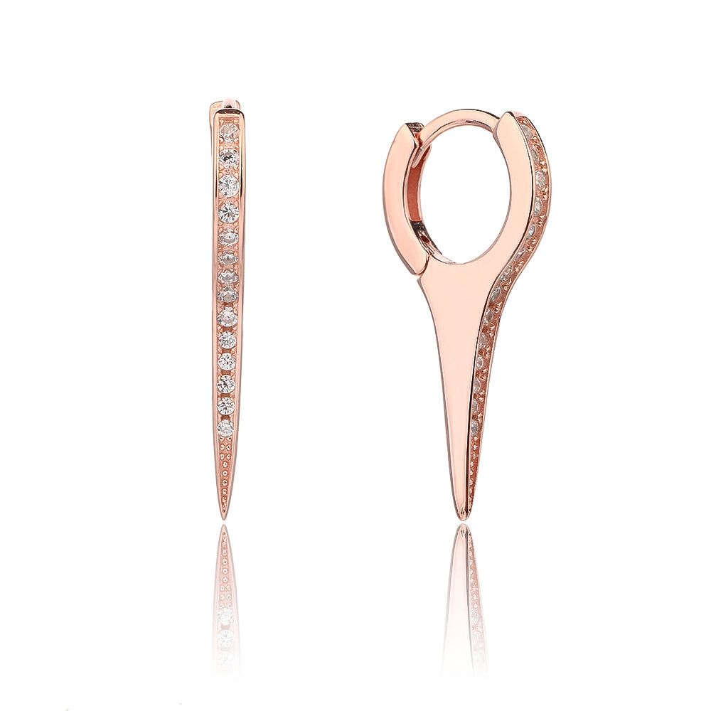 עגילים נופלים בציפוי רוז גולד משובצים בזרקונים - דגם סוהו