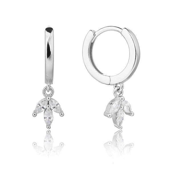 עגילים נופלים כסף 925 משובצים בזרקונים - דגם סורה