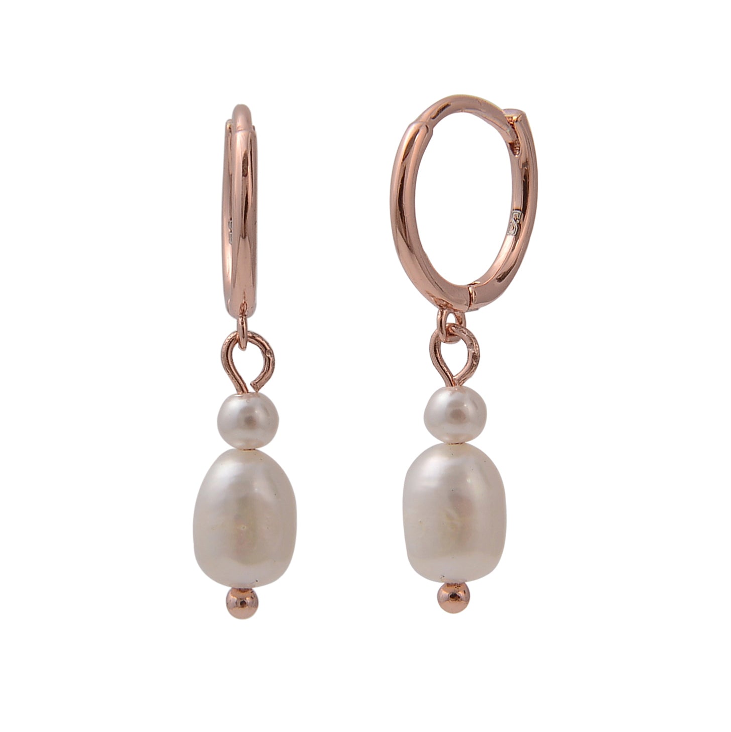 עגילים נופלים בציפוי רוז גולד משובצים בזרקונים - דגם ברבור