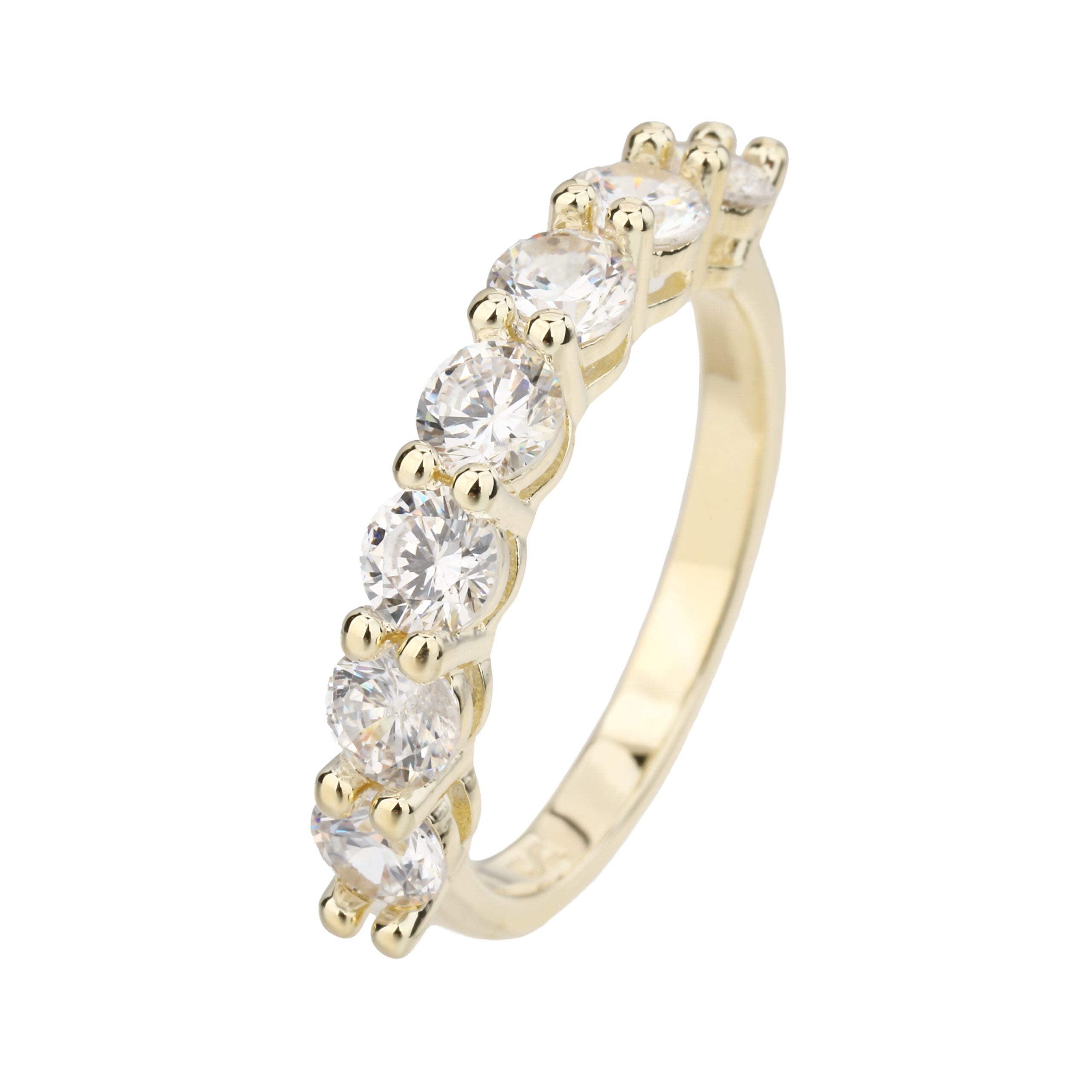 טבעת בציפוי זהב דגם שיר משובצת זרקונים