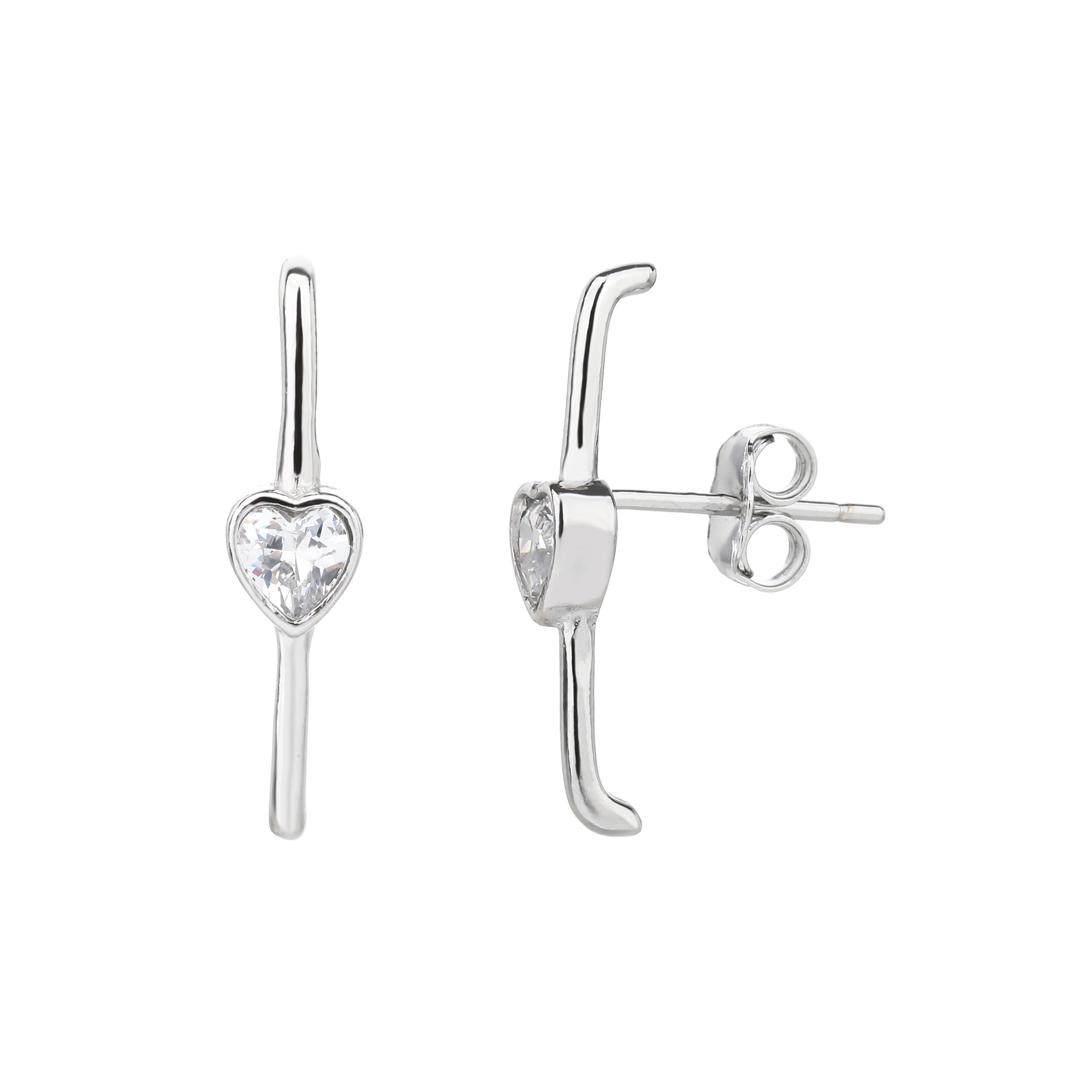 עגילים צמודים כסף 925 משובצים בזרקונים - דגם ניקול