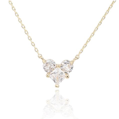 שרשרת מצופה זהב משובצת זרקונים - דגם לאב