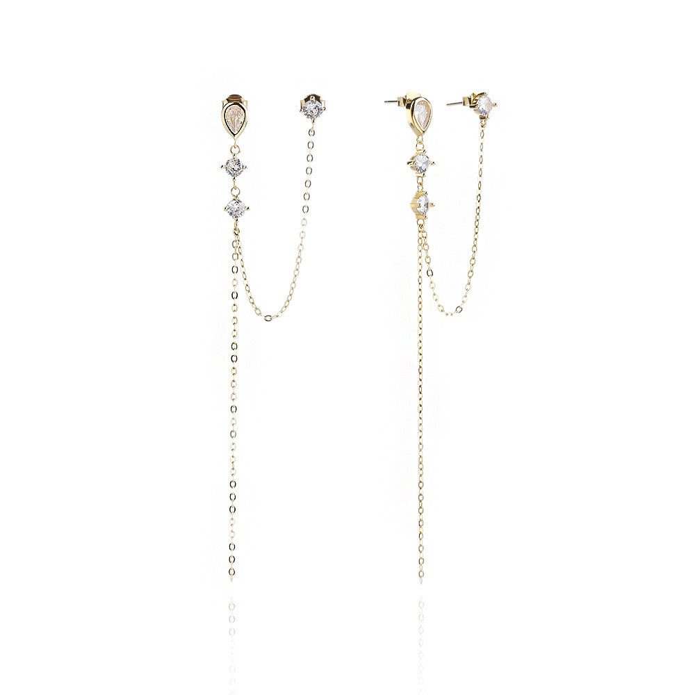 עגילים נופלים בציפוי זהב משובצים בפנינה - דגם מור