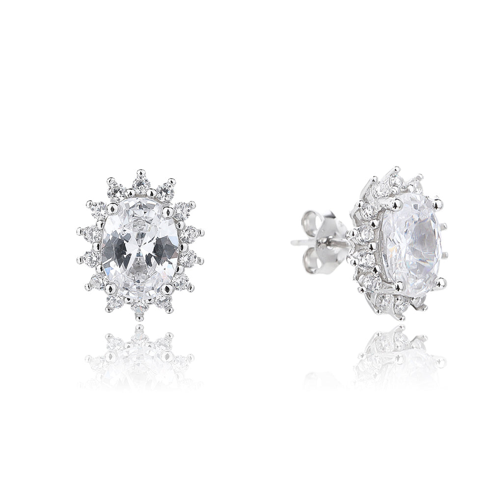 עגילים צמודים כסף 925 משובצים בזרקונים - דגם סאן