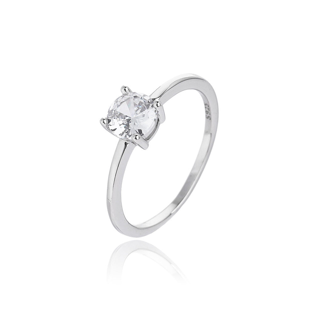 טבעת כסף 925 דגם סוליטייר משובצת זרקון