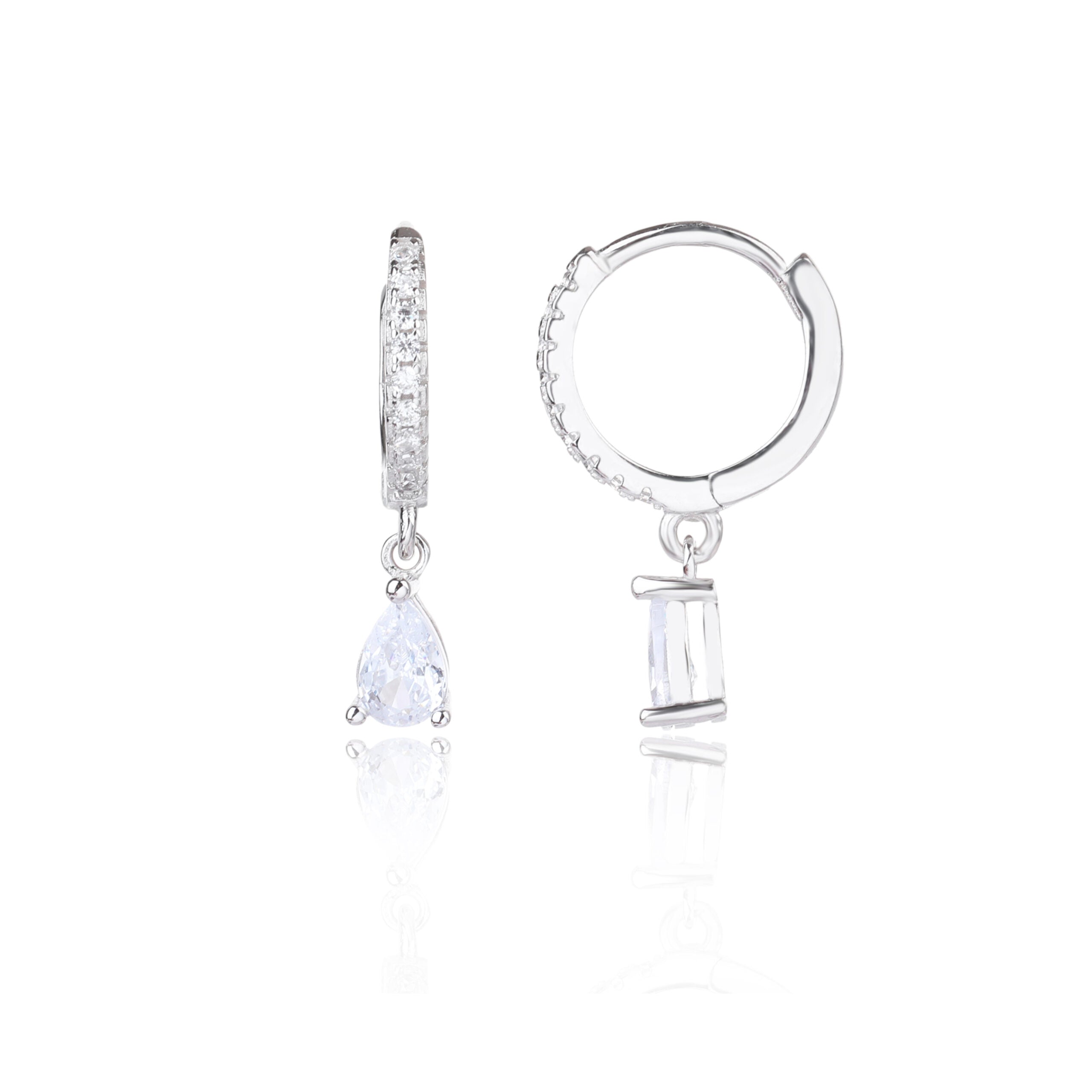עגילים נופלים כסף 925 משובצים בזרקונים - דגם קירה
