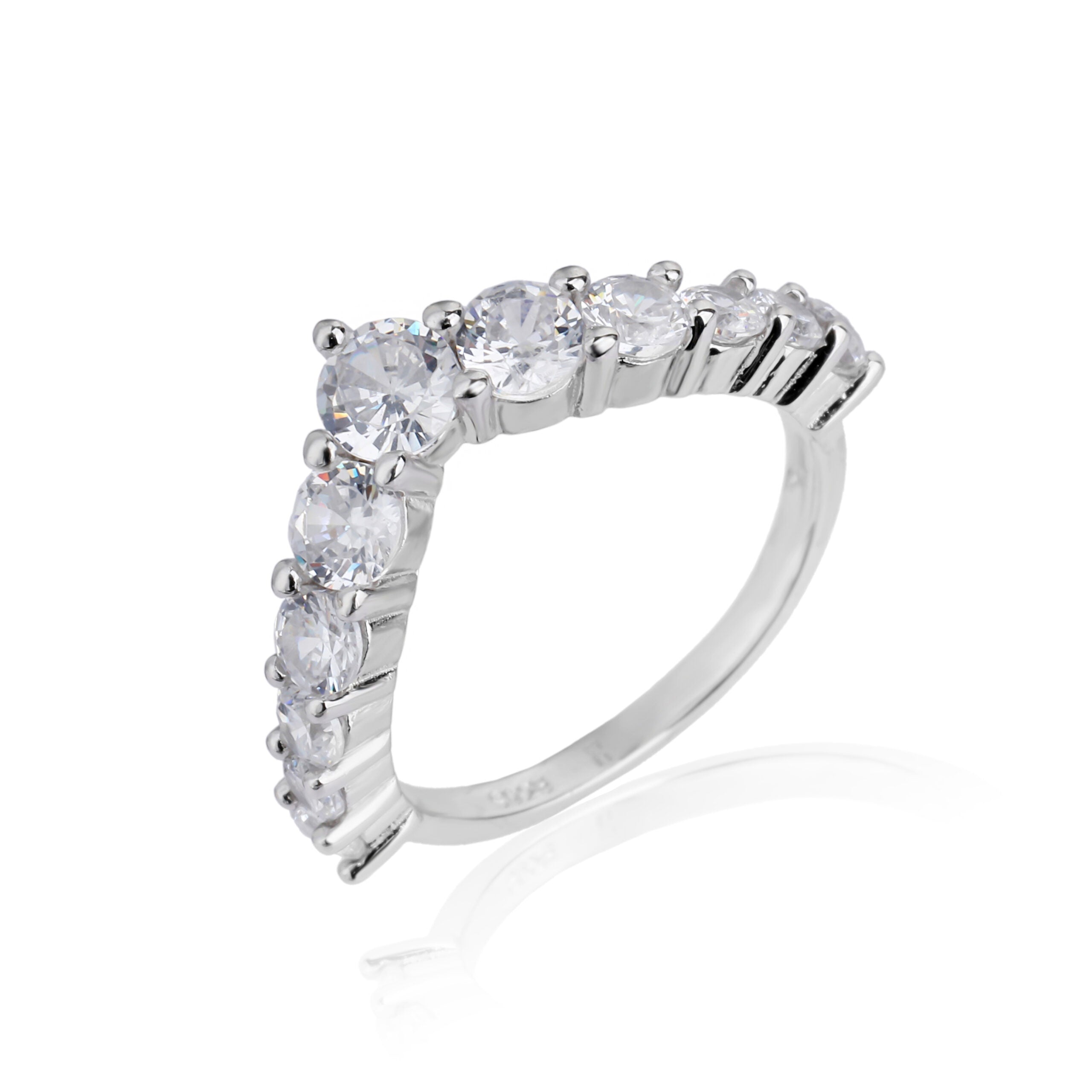 טבעת כסף 925 דגם מילאנו משובצת זרקונים