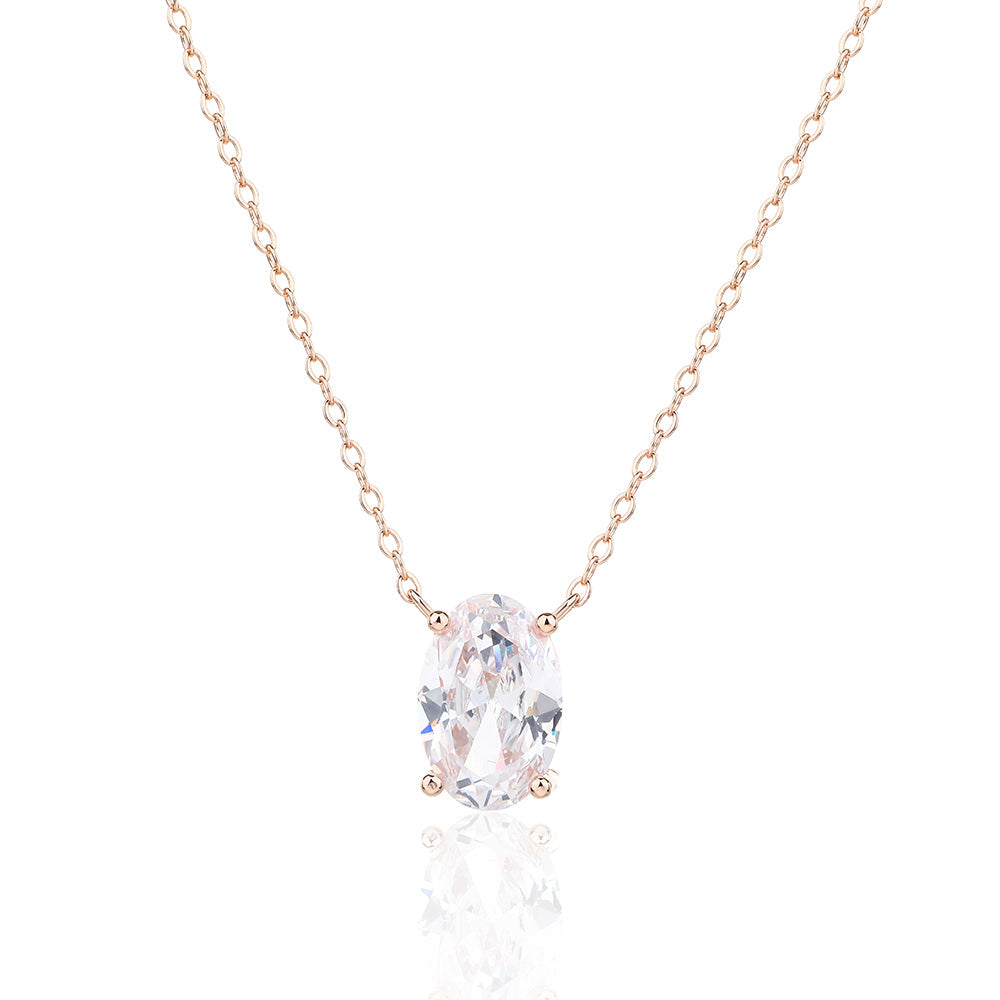 שרשרת מצופה רוז גולד משובצת באבן זרקון - דגם אול