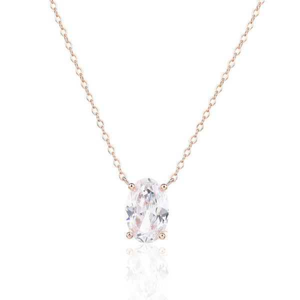 שרשרת מצופה רוז גולד משובצת באבן זרקון - דגם אול