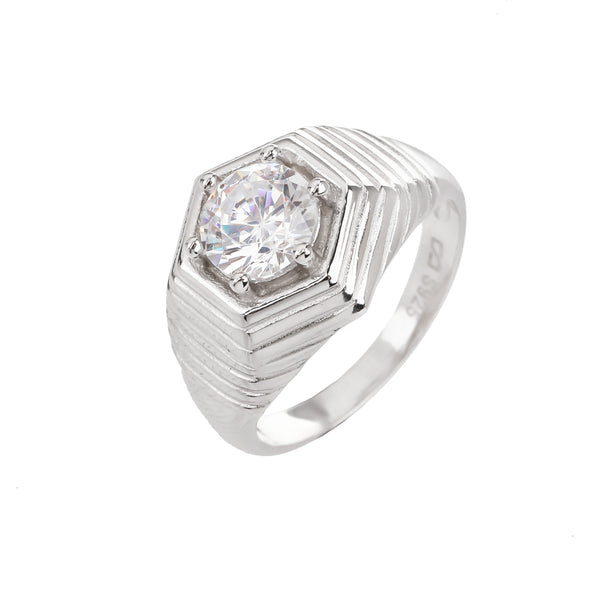 טבעת כסף משובצת זירקונים - דגם וינטג׳