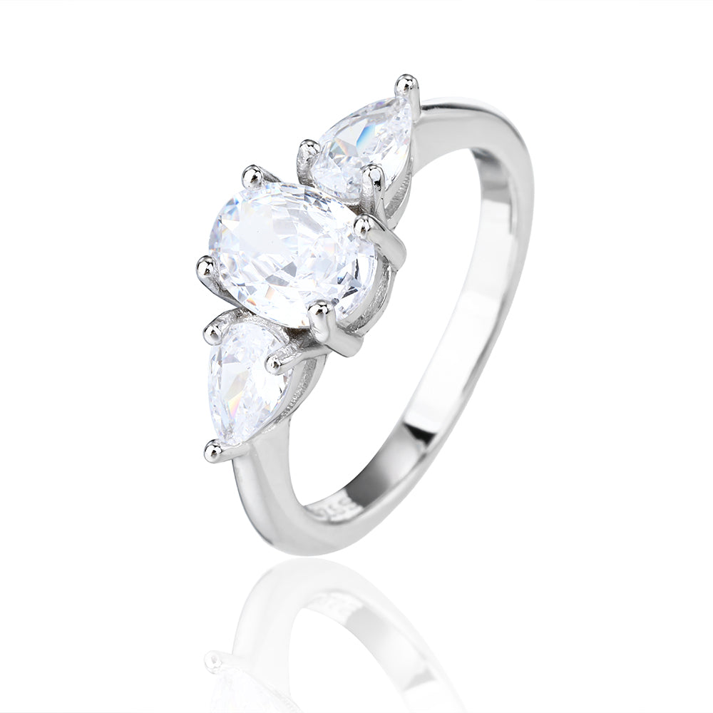 טבעת כסף משובצת זירקונים - דגם רוזה