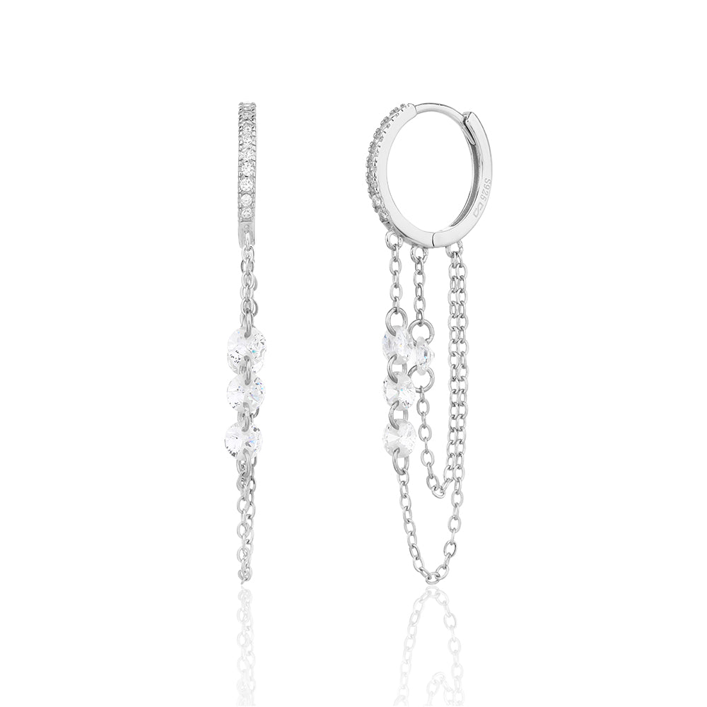 עגילים נופלים כסף 925 משובצים בזרקונים - דגם מרילין