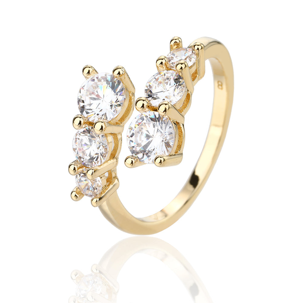 טבעת בציפוי זהב דגם בארי משובצת זרקונים