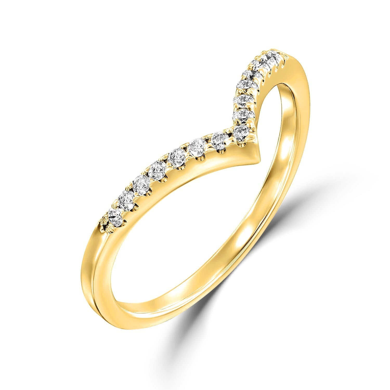 טבעת בציפוי זהב דגם וי משובצת זרקונים