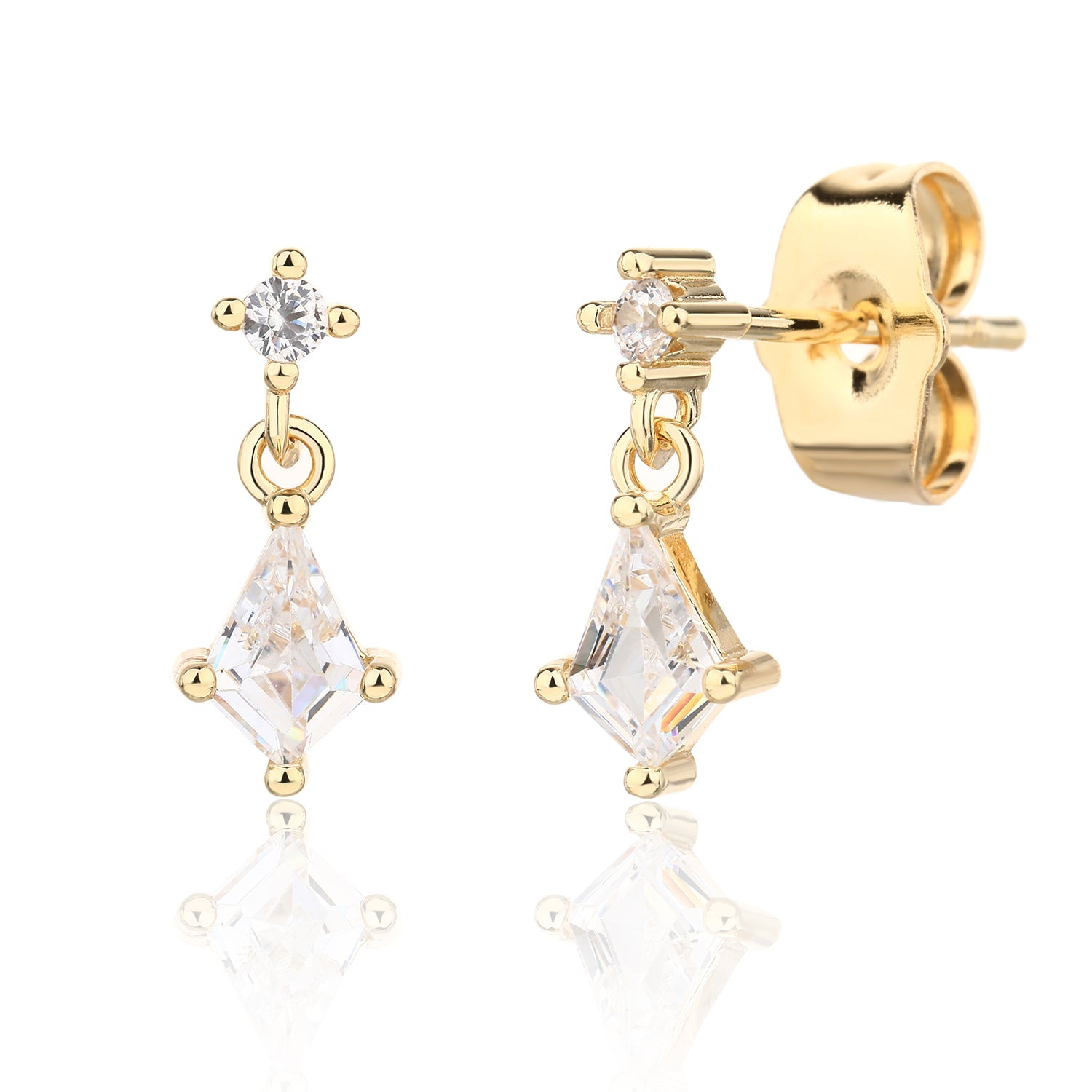 עגילים צמודים בציפוי זהב משובצים בזרקונים - דגם ונוס