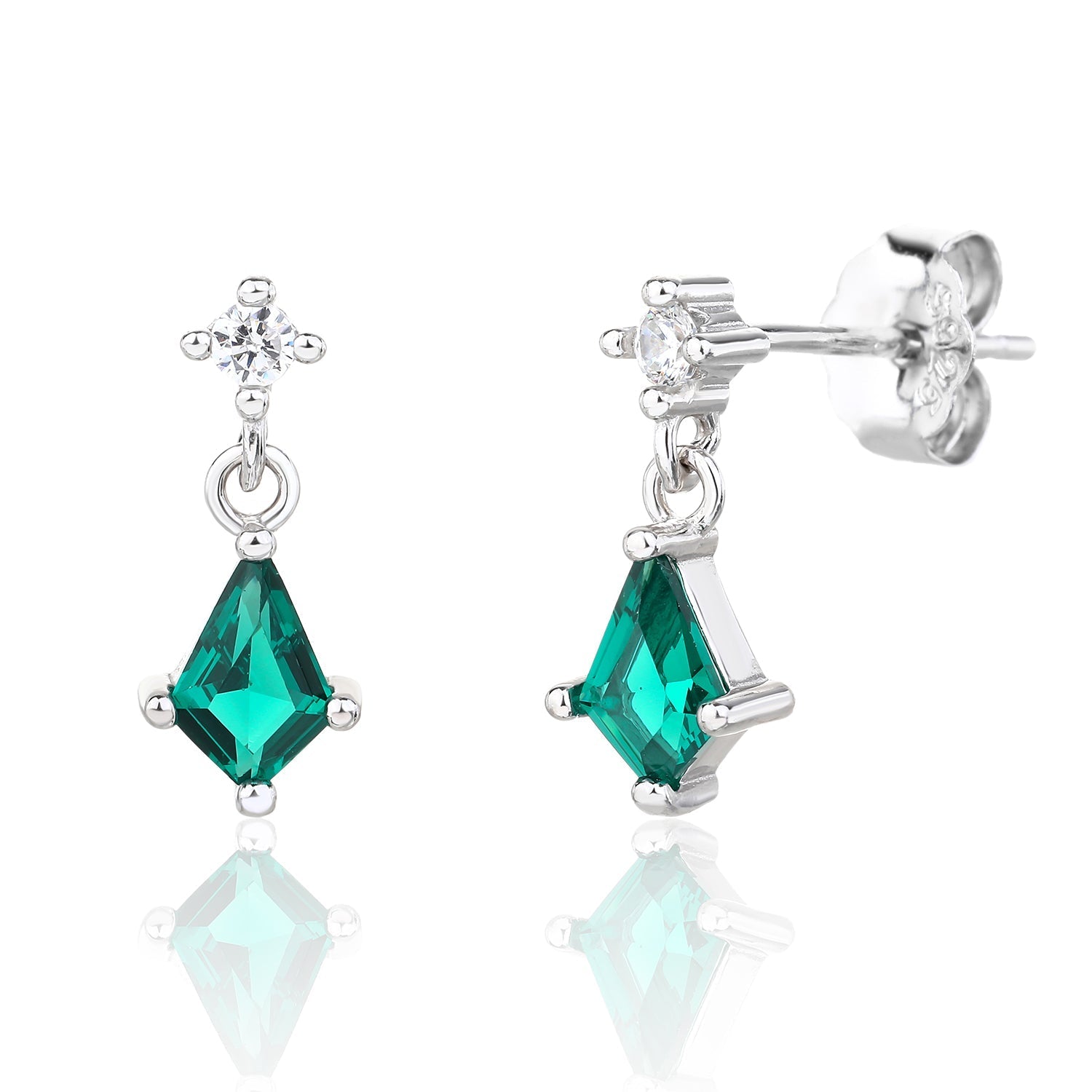 עגילים צמודים כסף 925 משובצים בזרקונים - דגם ונוס טורקיז