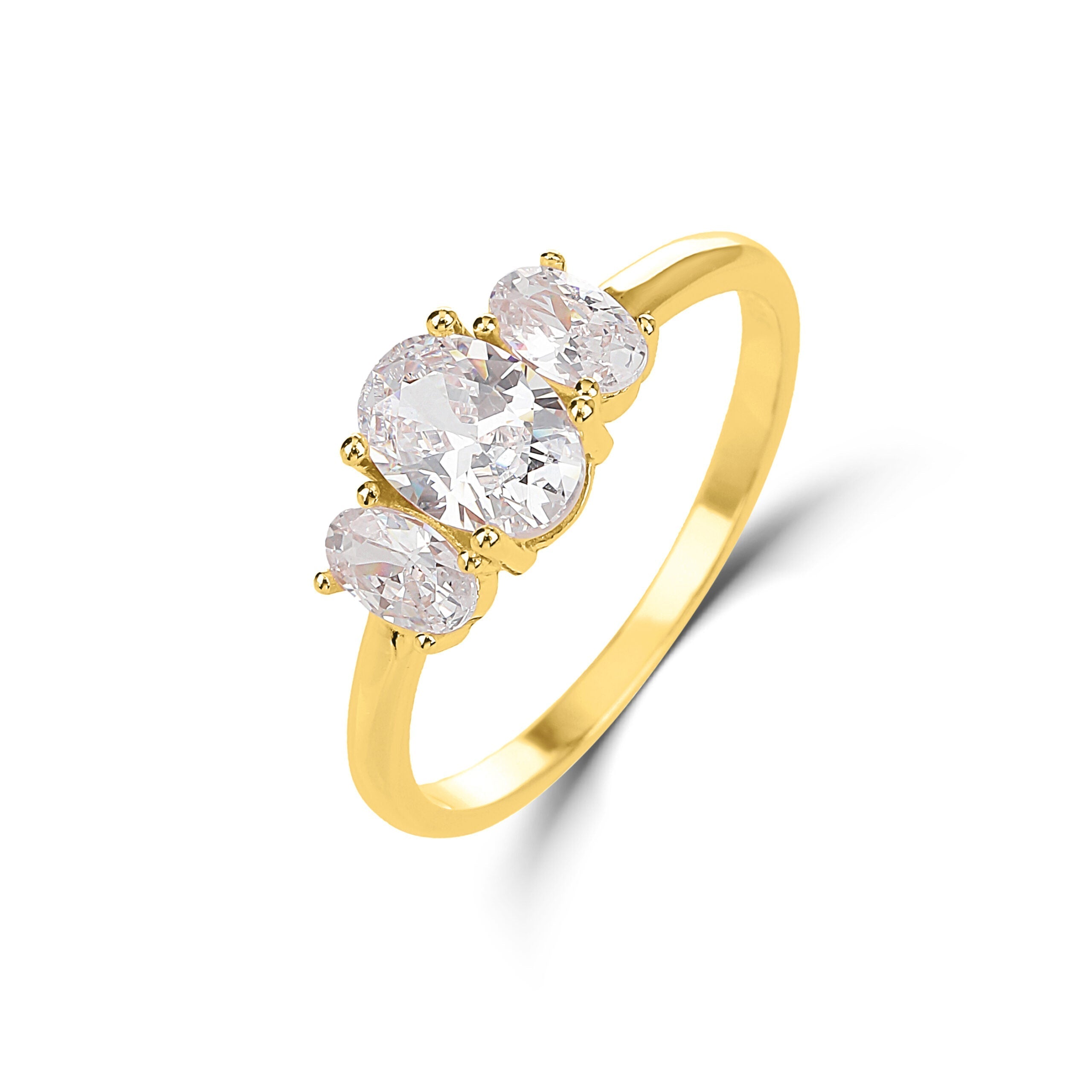 טבעת בציפוי זהב דגם רוז משובצת זרקונים