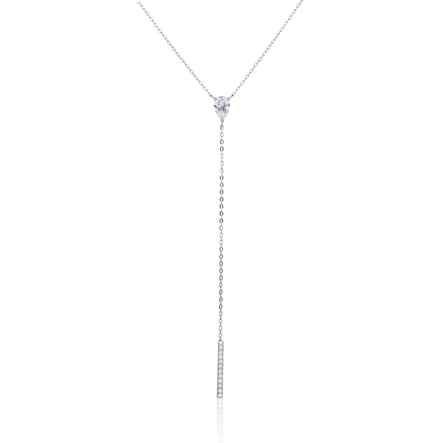 שרשרת עניבה כסף 925 זהב משובצת זרקונים - דגם לילך