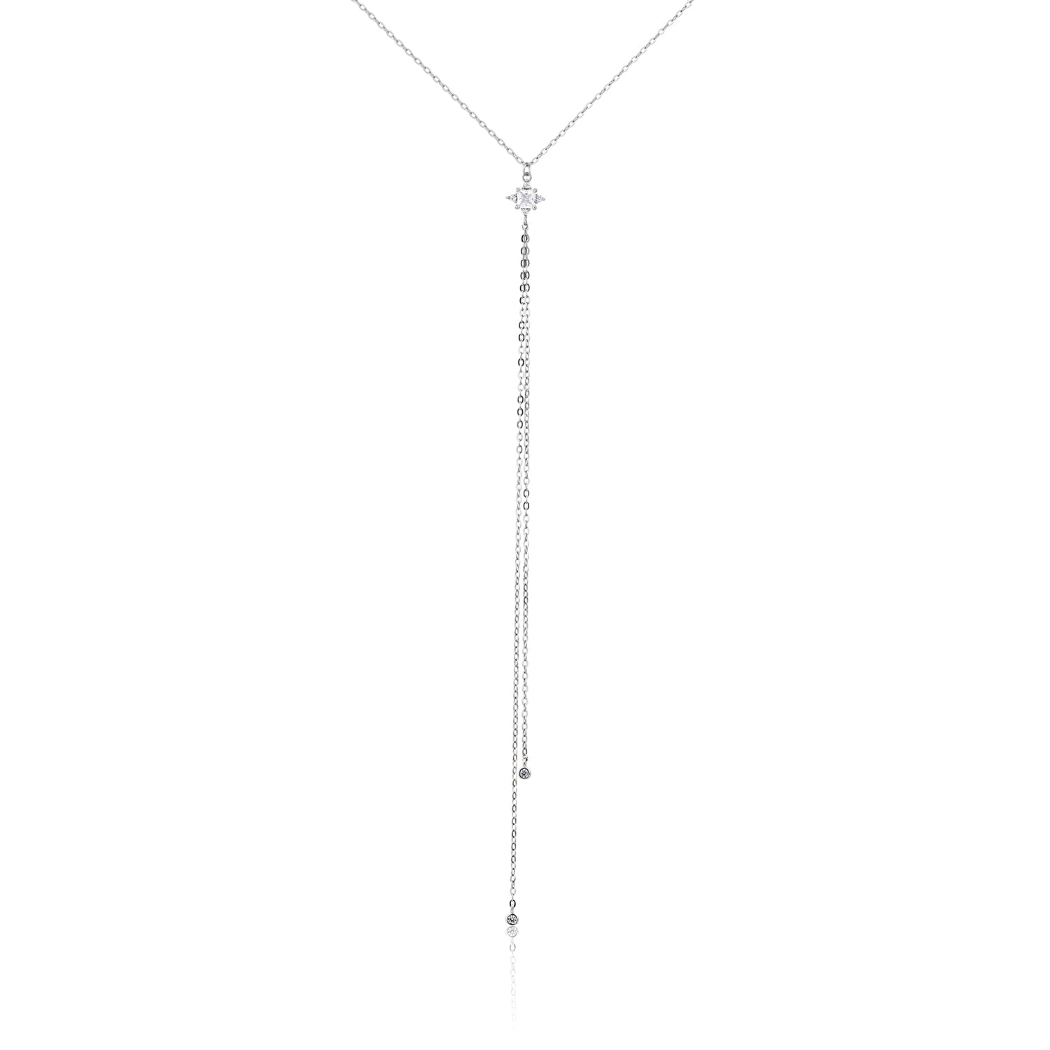 שרשרת עניבה כסף 925 משובצת בזרקונים - דגם נוי