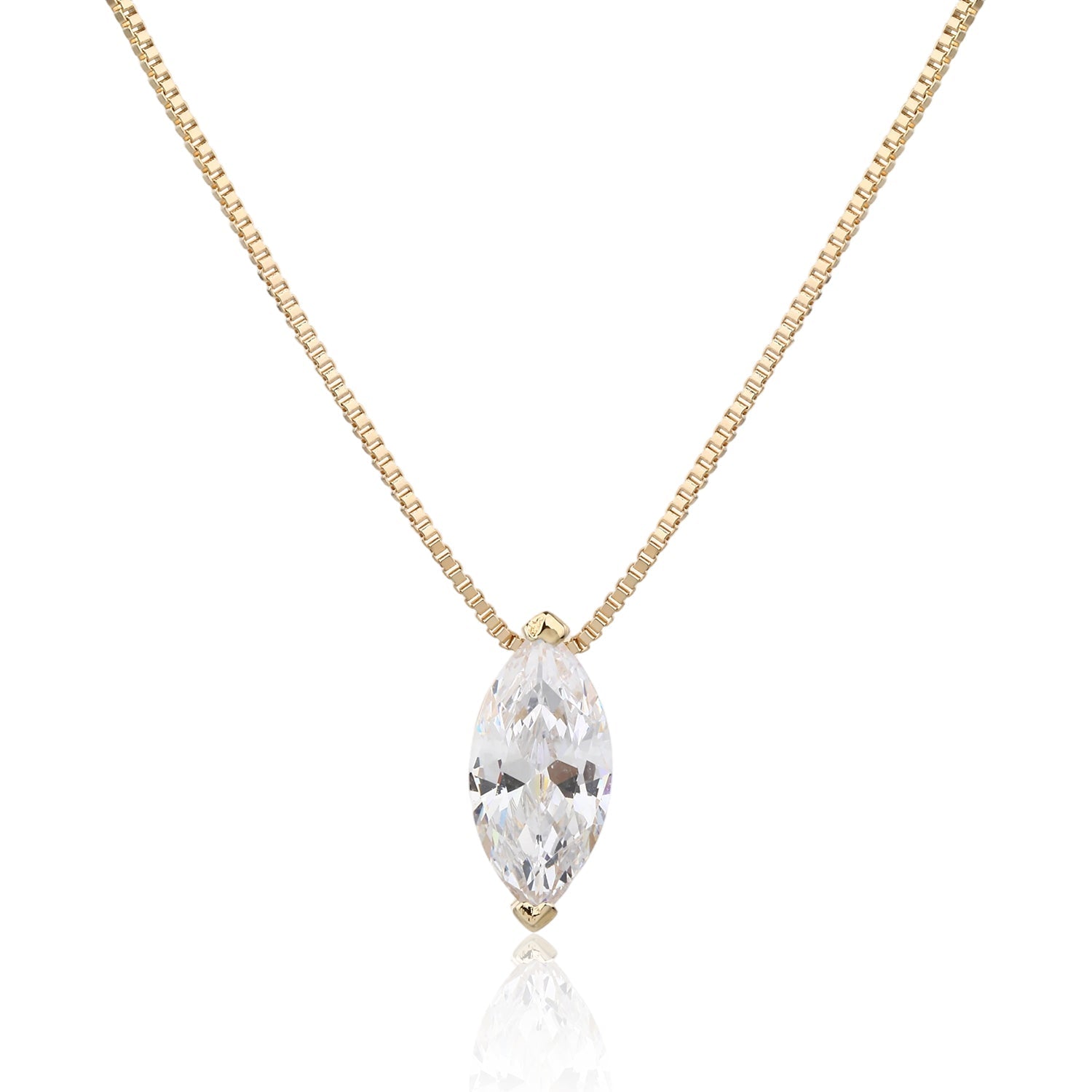 שרשרת מצופה זהב משובצת באבן זרקון - דגם שואו