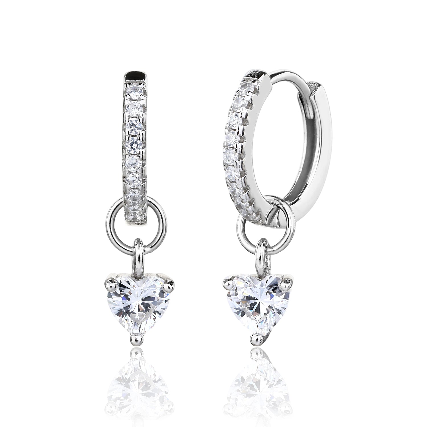 עגילי חישוק כסף 925 משובצים בזרקונים - דגם סול