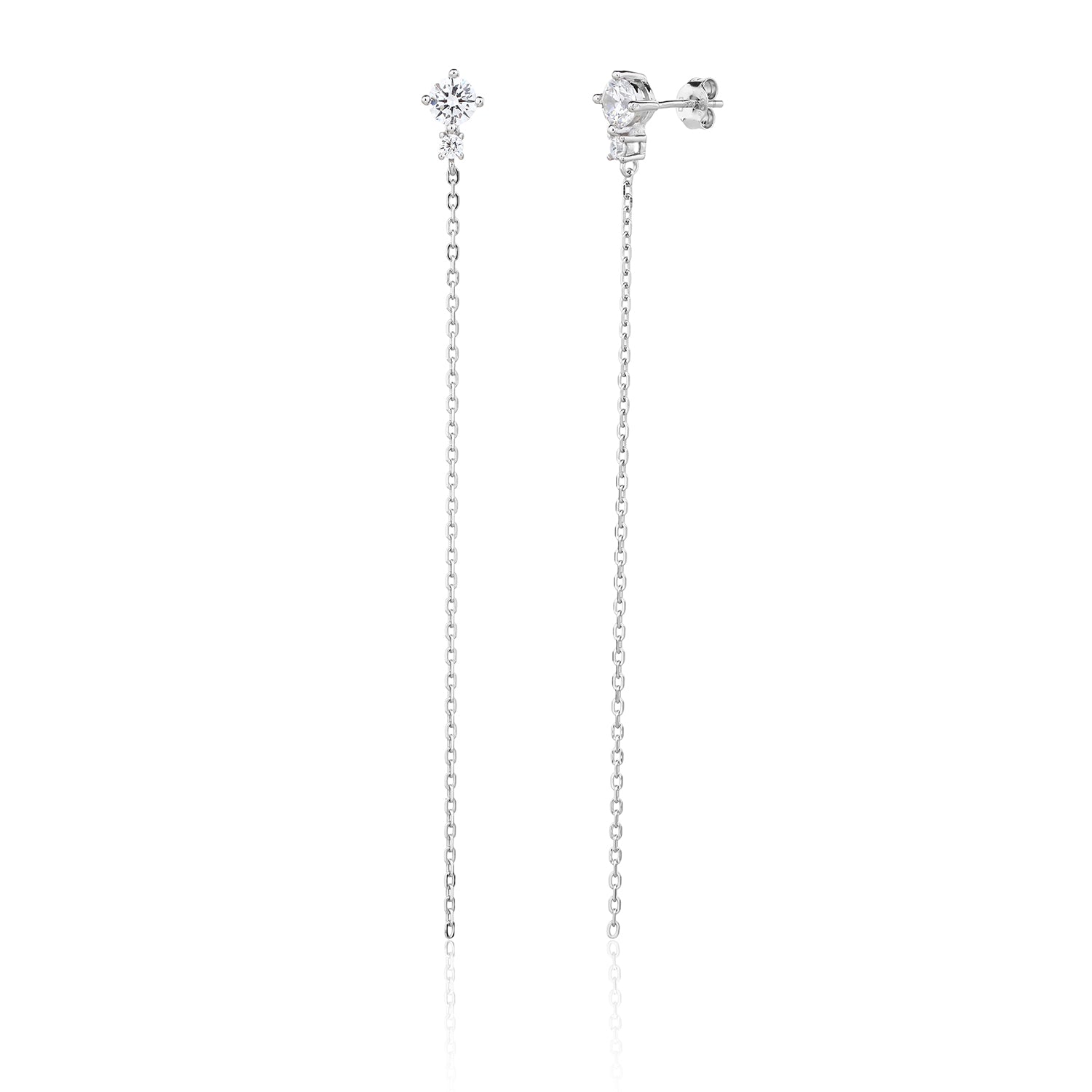 עגילים נופלים כסף 925 משובצים בזרקונים - דגם אוטופיה