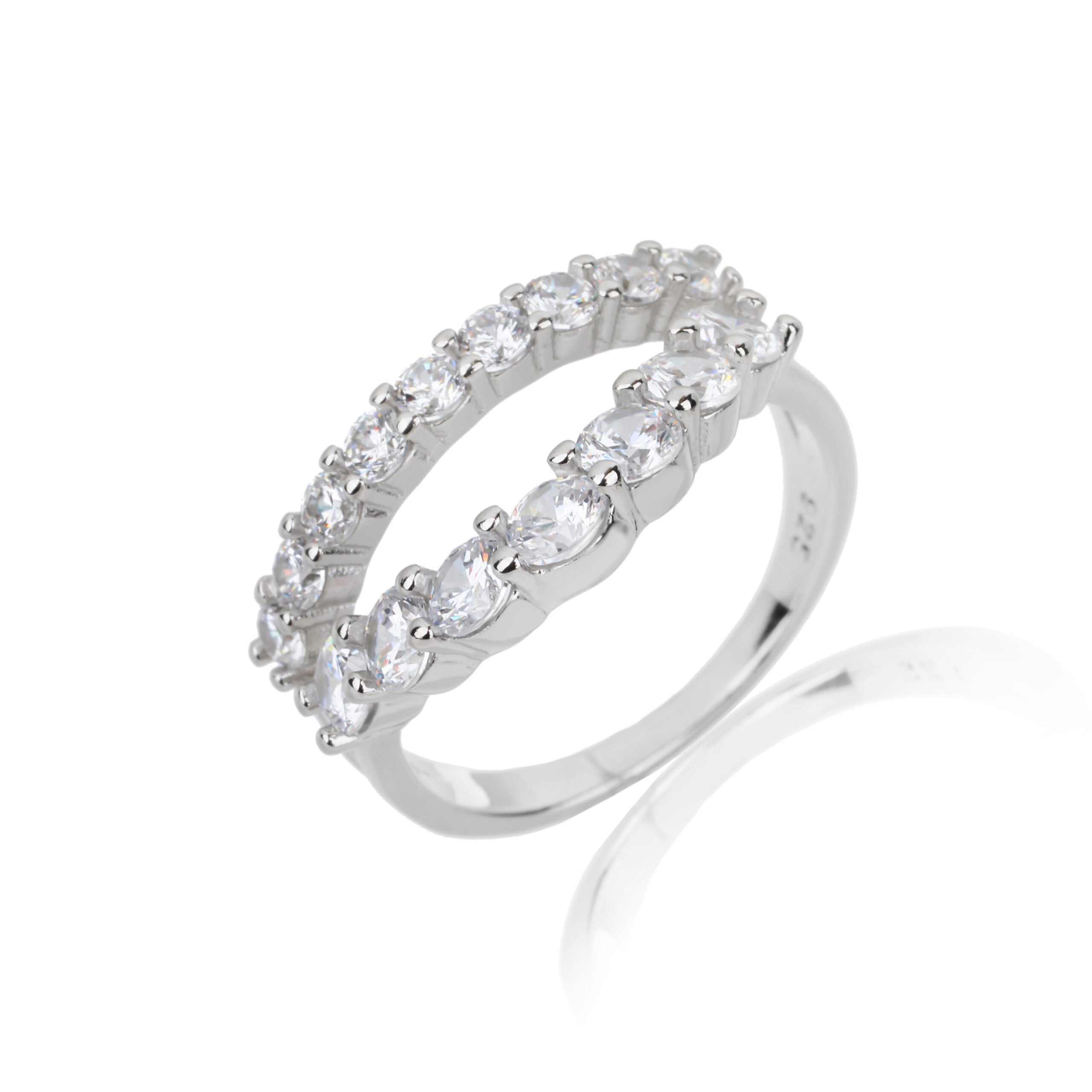 טבעת כסף 925 דגם כתר משובצת זרקונים